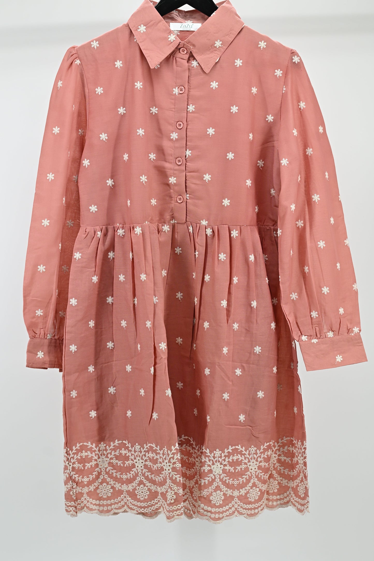Women’s Elegant Embroidered Flared Tunic Dress