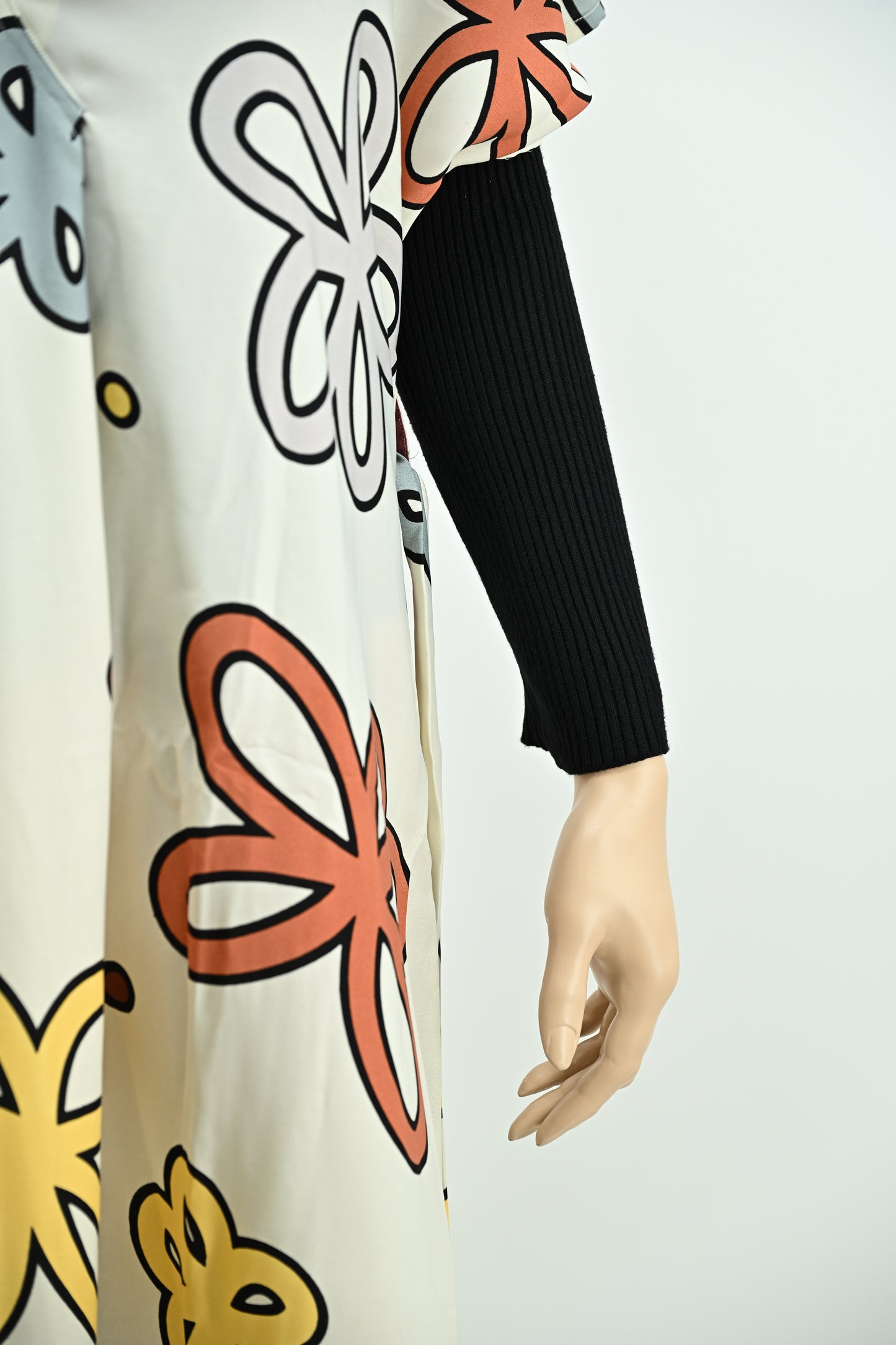 Elegant Cream Floral Print Maxi Dress with Stretchable Inner | Free Size | 2 Piece Set