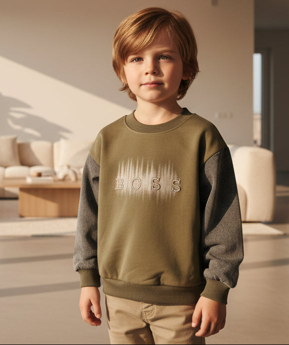 Boys “BOSS” Embroidered Casual Sweatshirt