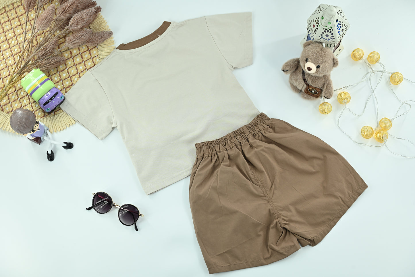 Boys Cute Bear Graphic T-Shirt &Shorts Set