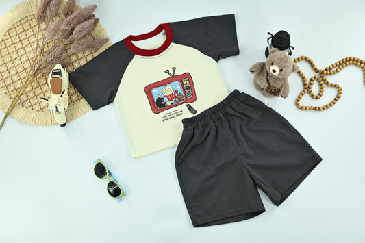 Boys Cartoon TV Graphic T-Shirt & Shorts Set