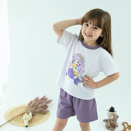 Girls Mermaid Graphic T-Shirt & Shorts Set
