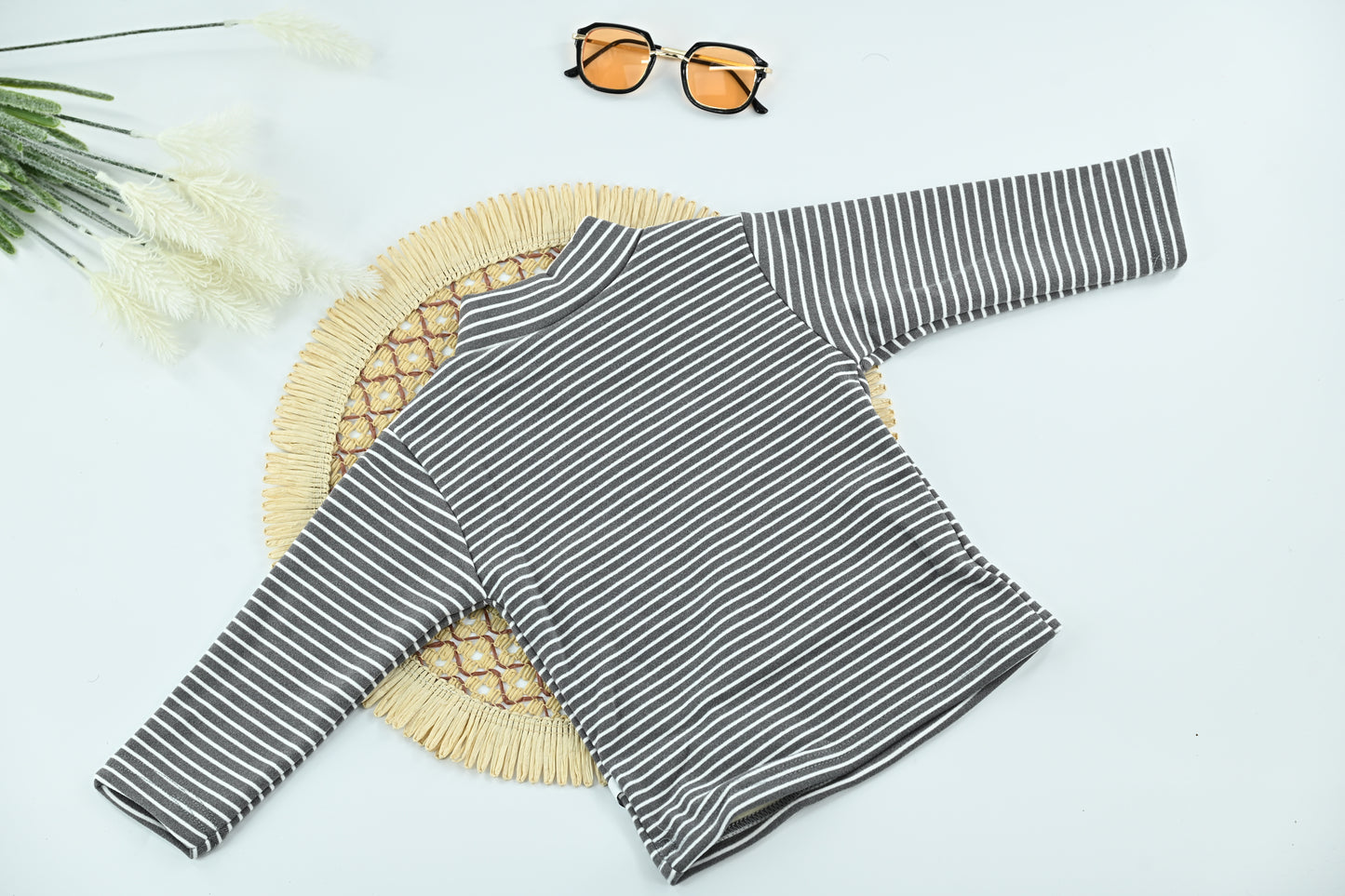 Classic Black Striped Kids Cotton Blend Top
