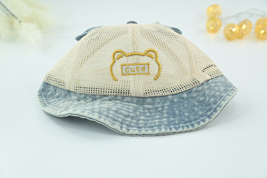 Kids Cute Bear Mesh Denim Sun Cap