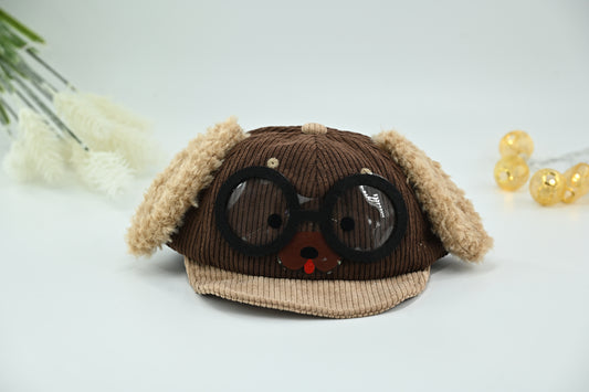 Kids Cute Puppy Corduroy Cap with Ears