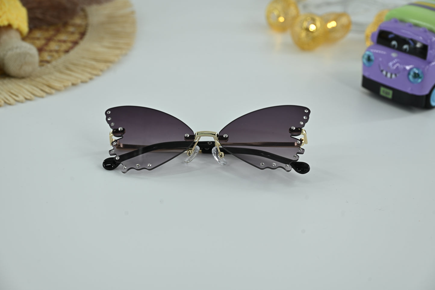 Kids Butterfly Shape Rhinestone Sunglasses