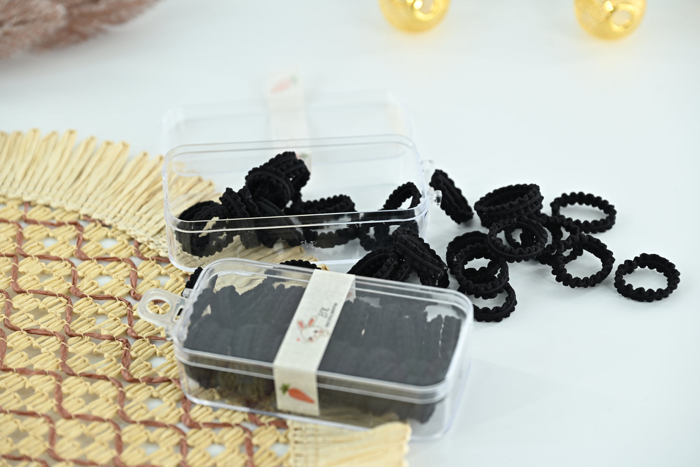 Essential Mini Textured Black Hair Ties Set
