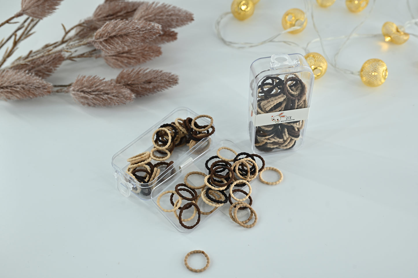 Classic Neutrals Textured Scallop Hair Ties Set