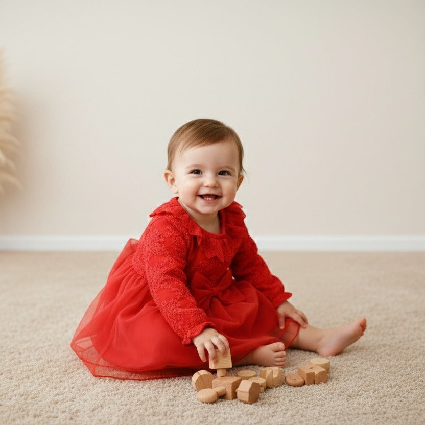 Ruby Lace Tulle Baby Dress Set