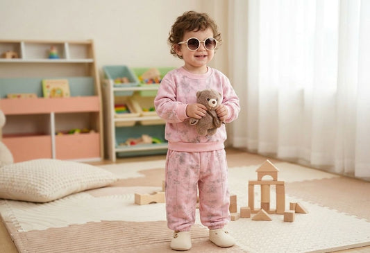 Kids Pink Knitted Sweater Co-ord Set