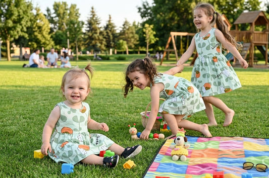 Cute Baby Girls Lucky Print Dress | Green Sleeveless Casual Summer Dress