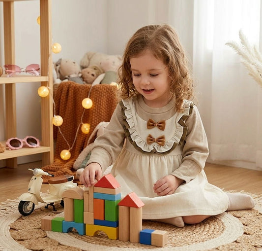 Kids Cream Cotton Embroidered 2-Piece Full Sleeve Dress