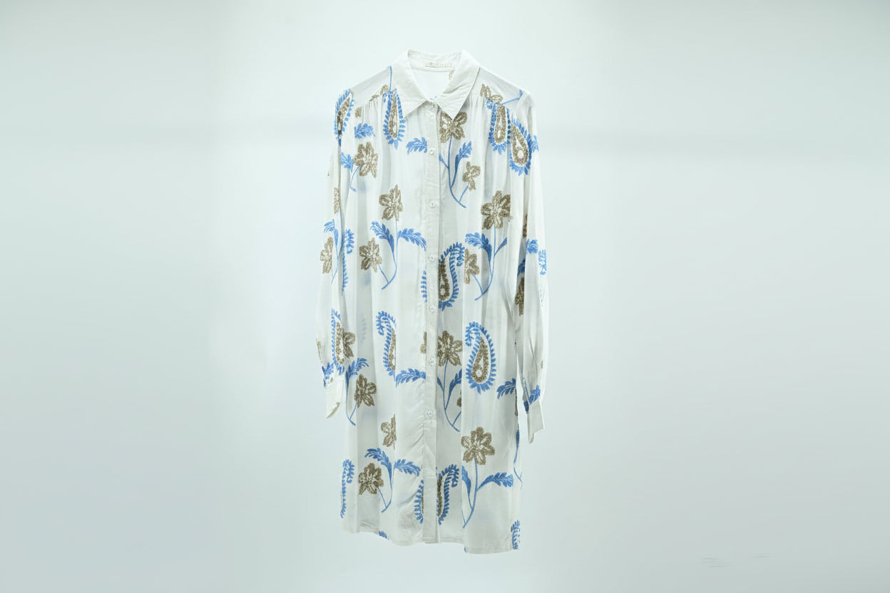 Ladies Ivory Bloom Printed Kurthi
