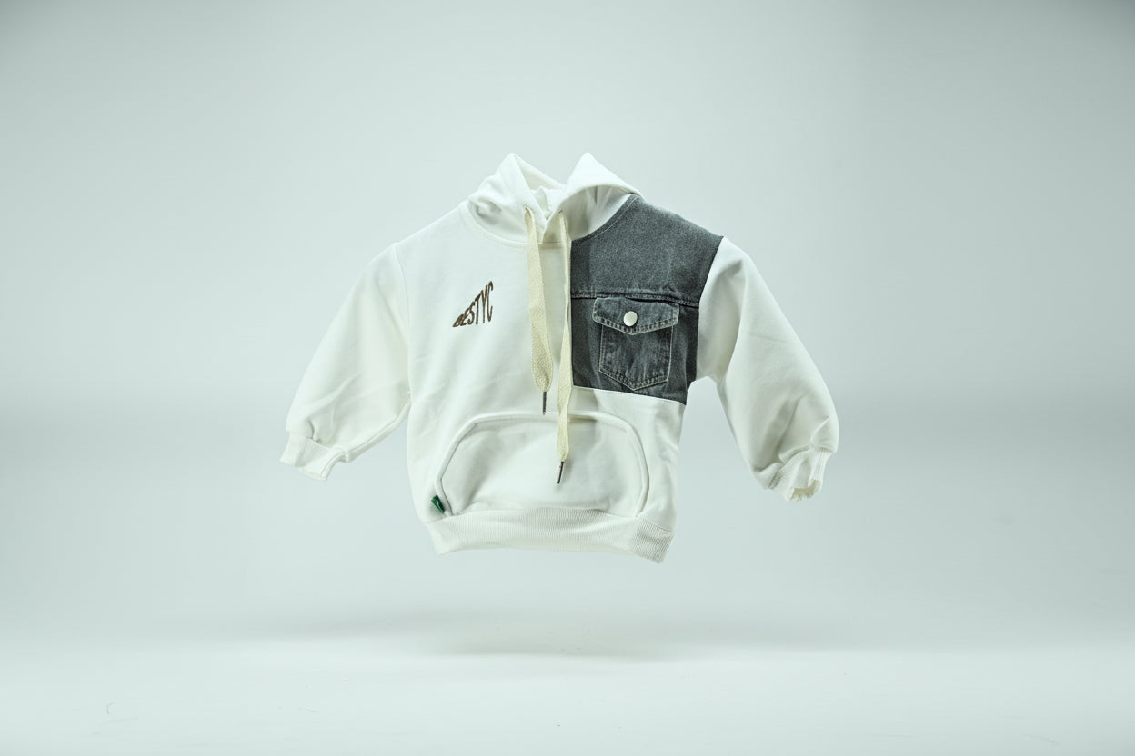 Boys Cotton Denim Patch Hoodie Summer