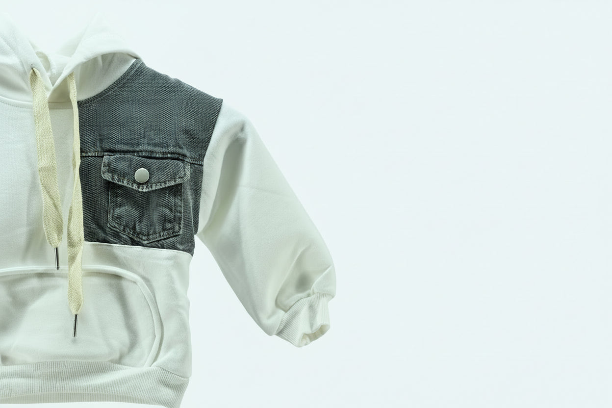 Boys Cotton Denim Patch Hoodie Summer