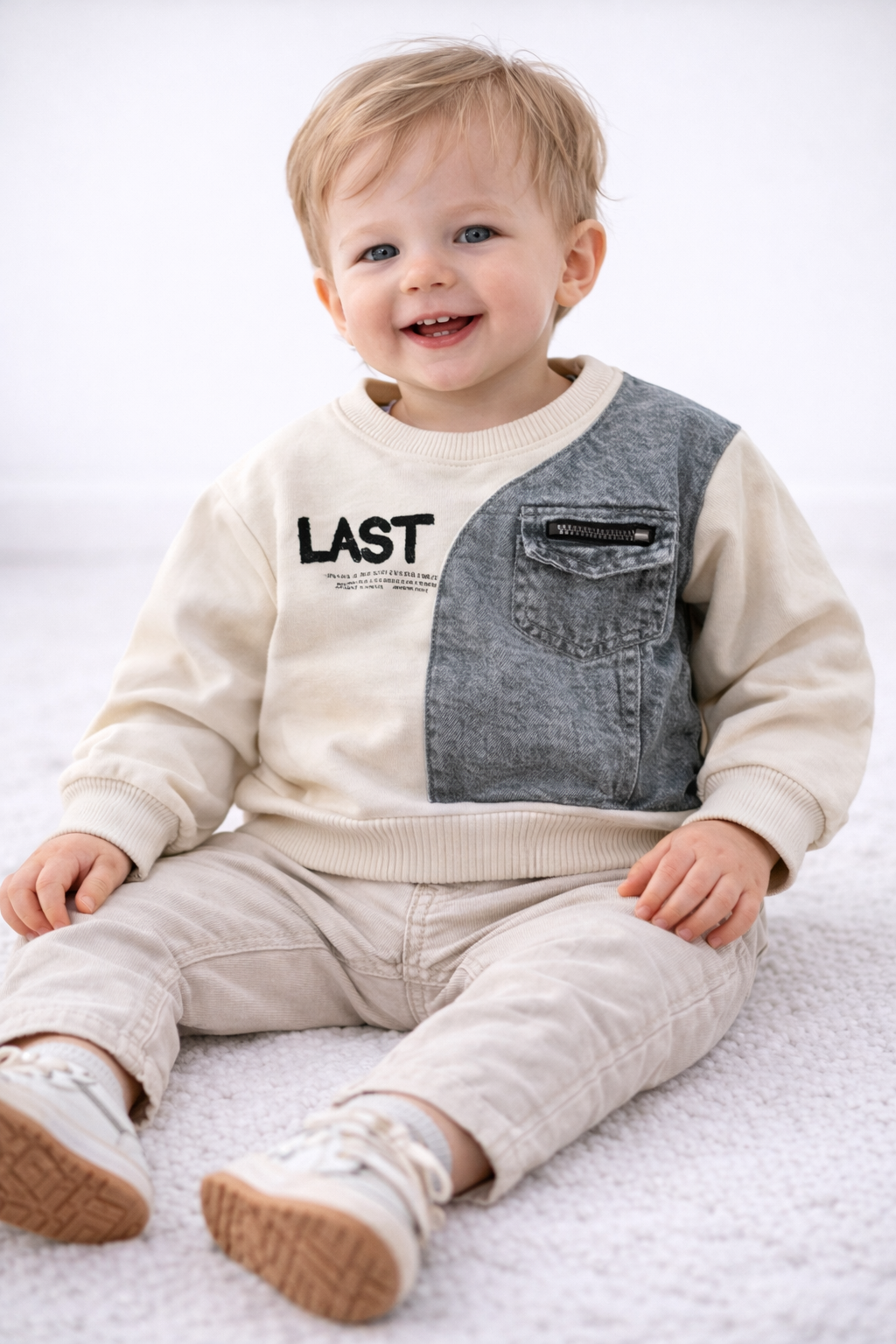 Boys Cotton Denim Patch Sweatshirt Summer