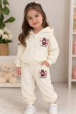 Girls Labubu Cream Hoodie &amp; Jogger Set – Cute 2 Piece Kids Outfit