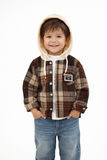 Stylish Boys Plaid Hooded Jacket with T-Shirt | 2 Piece Kids Outfit