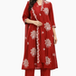 Women’s Red Embroidered Kurta Set with Dupatta