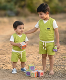 Boys Lime Green Sleeveless T-Shirt and Shorts 2-Piece Set