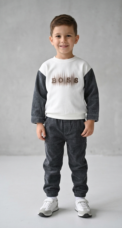 Boys “BOSS” Embroidered Casual Sweatshirt