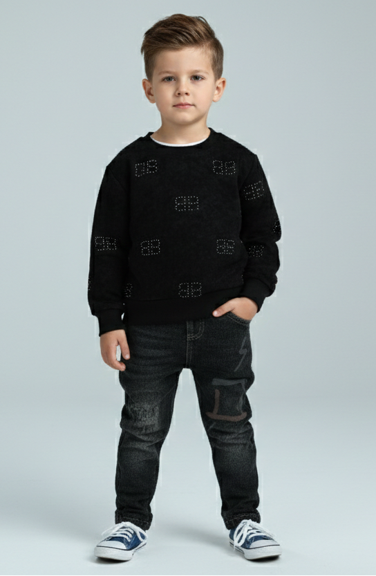 Boys Cotton T-Shirt & Denim Pants Set – Stylish Casual Outfit