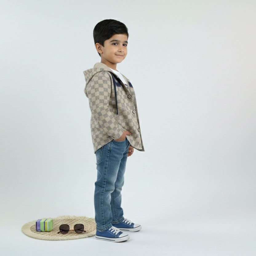 Urban Check Hooded Cotton 3-Piece Boys Set