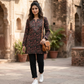 Women’s Elegant Paisley Embroidered Kurti – Black