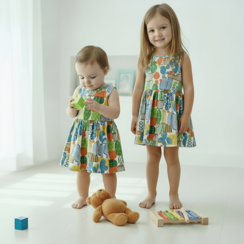 Baby Girl Cactus Print Cotton Summer Dress