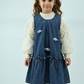 Girls Denim Pinafore Dress with Cotton Inner Top (2-Piece Set)