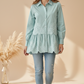Light Green Floral Embroidered Peplum Shirt – Free Size