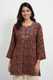 Women’s Elegant Paisley Embroidered Kurti –Red