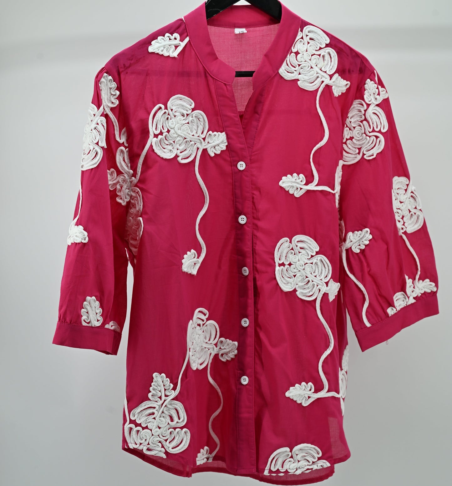 Rose Bloom Embroidered Cotton Tunic Top – Free Size