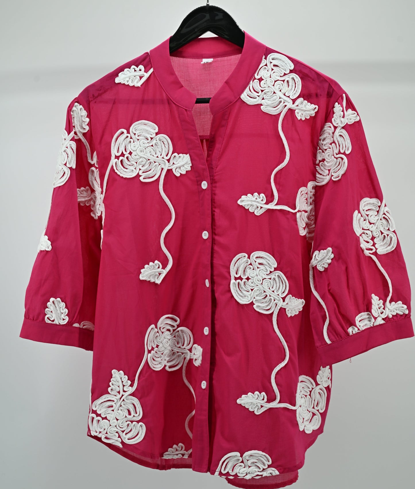 Women’s Sky Blue Embroidered Sheer Shirt