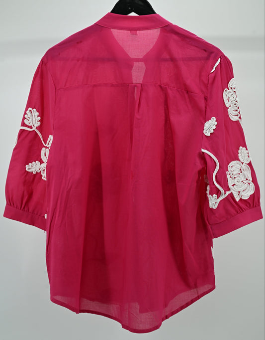Rose Bloom Embroidered Cotton Tunic Top – Free Size