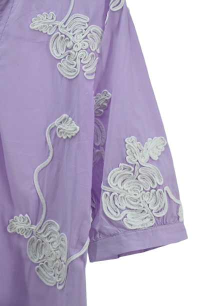 Lavender Bloom Embroidered Cotton Girls Kurti – Summer