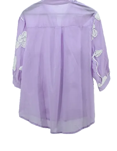 Lavender Bloom Embroidered Cotton Girls Kurti – Summer