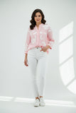 Women’s Elegant Embroidered Sheer Shirt – Soft Pink