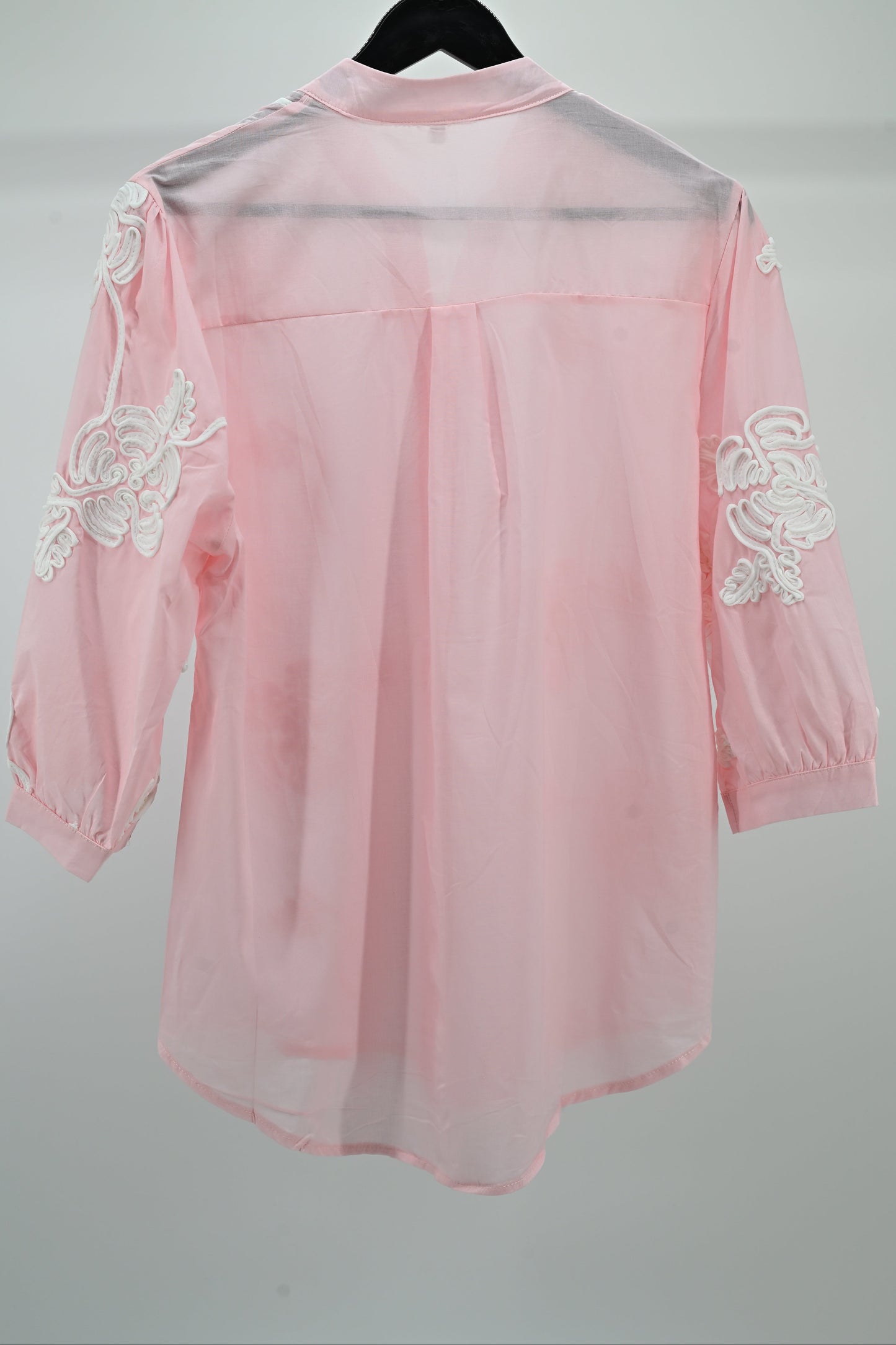 Women’s Elegant Embroidered Sheer Shirt – Soft Pink