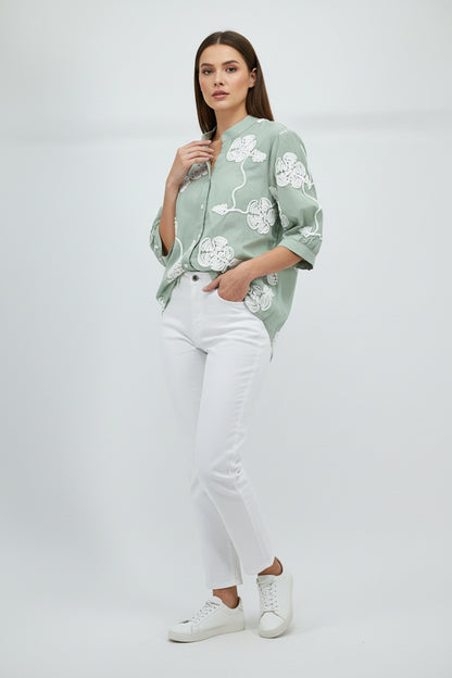 Rose Bloom Embroidered Cotton Tunic Top – Free Size