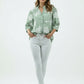 Sage Green Embroidered Sheer Shirt – Elegant Women’s Top