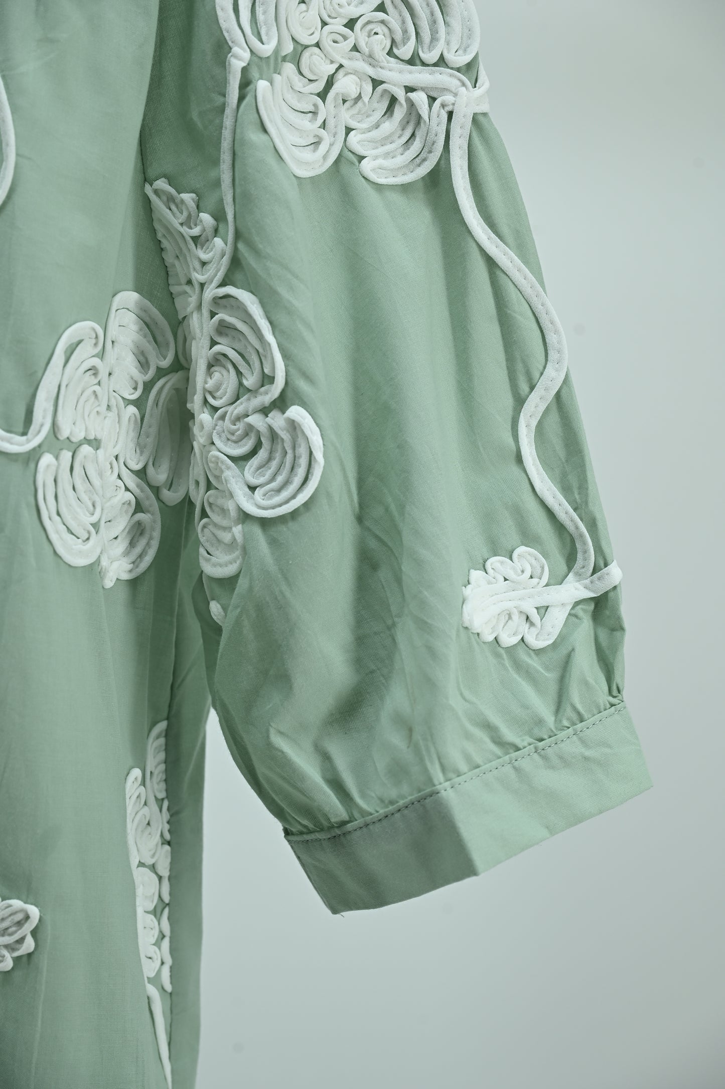 Sage Green Embroidered Sheer Shirt – Elegant Women’s Top