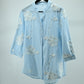 Women’s Sky Blue Embroidered Sheer Shirt