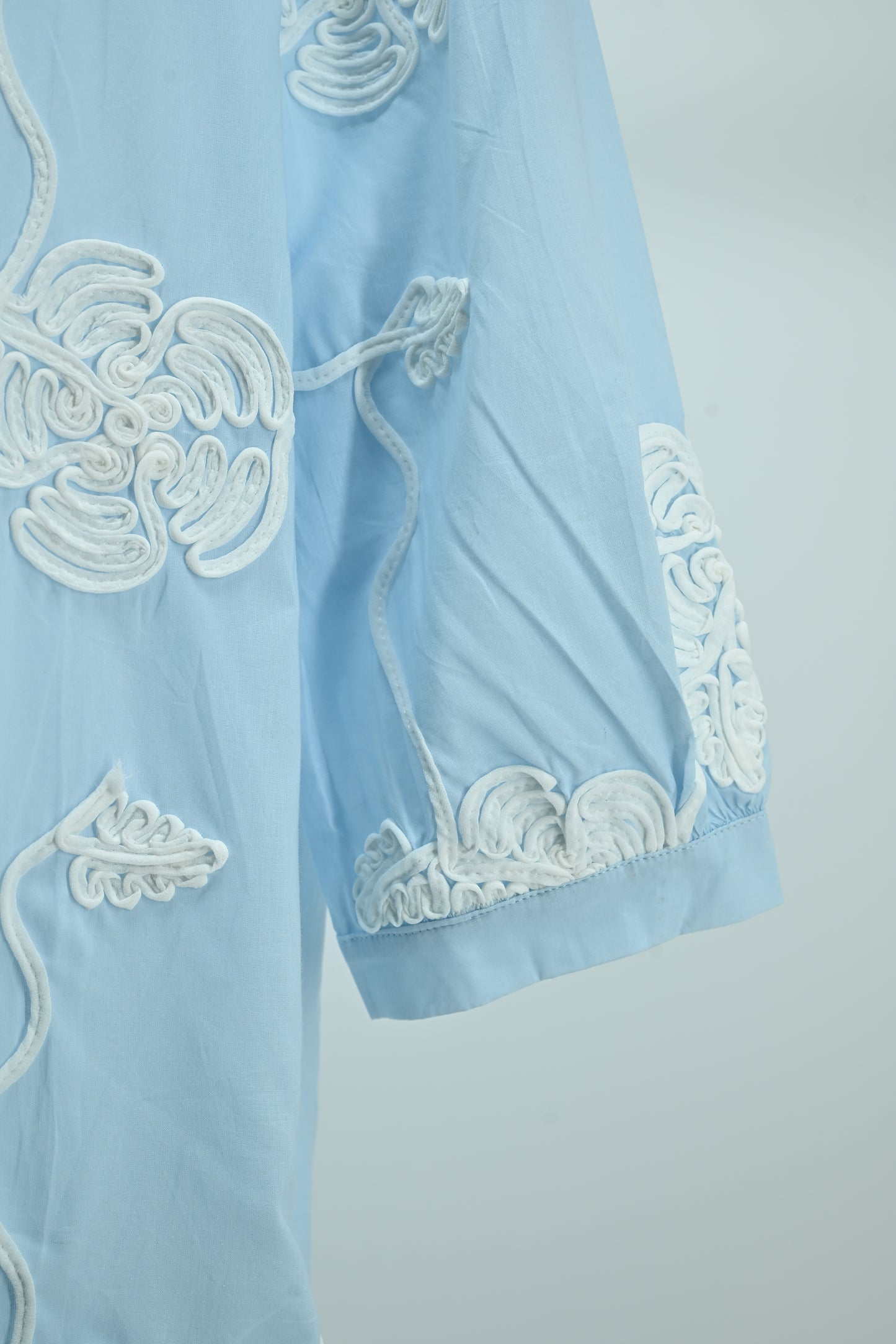 Women’s Sky Blue Embroidered Sheer Shirt