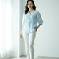 Sky Blue Floral Embroidered Sheer Top