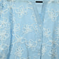 Sky Blue Floral Embroidered Sheer Top