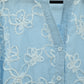Sky Blue Floral Embroidered Sheer Top