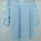 Sky Blue Floral Embroidered Sheer Top