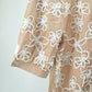 Beige Floral Embroidered Sheer Top