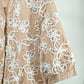 Beige Floral Embroidered Sheer Top